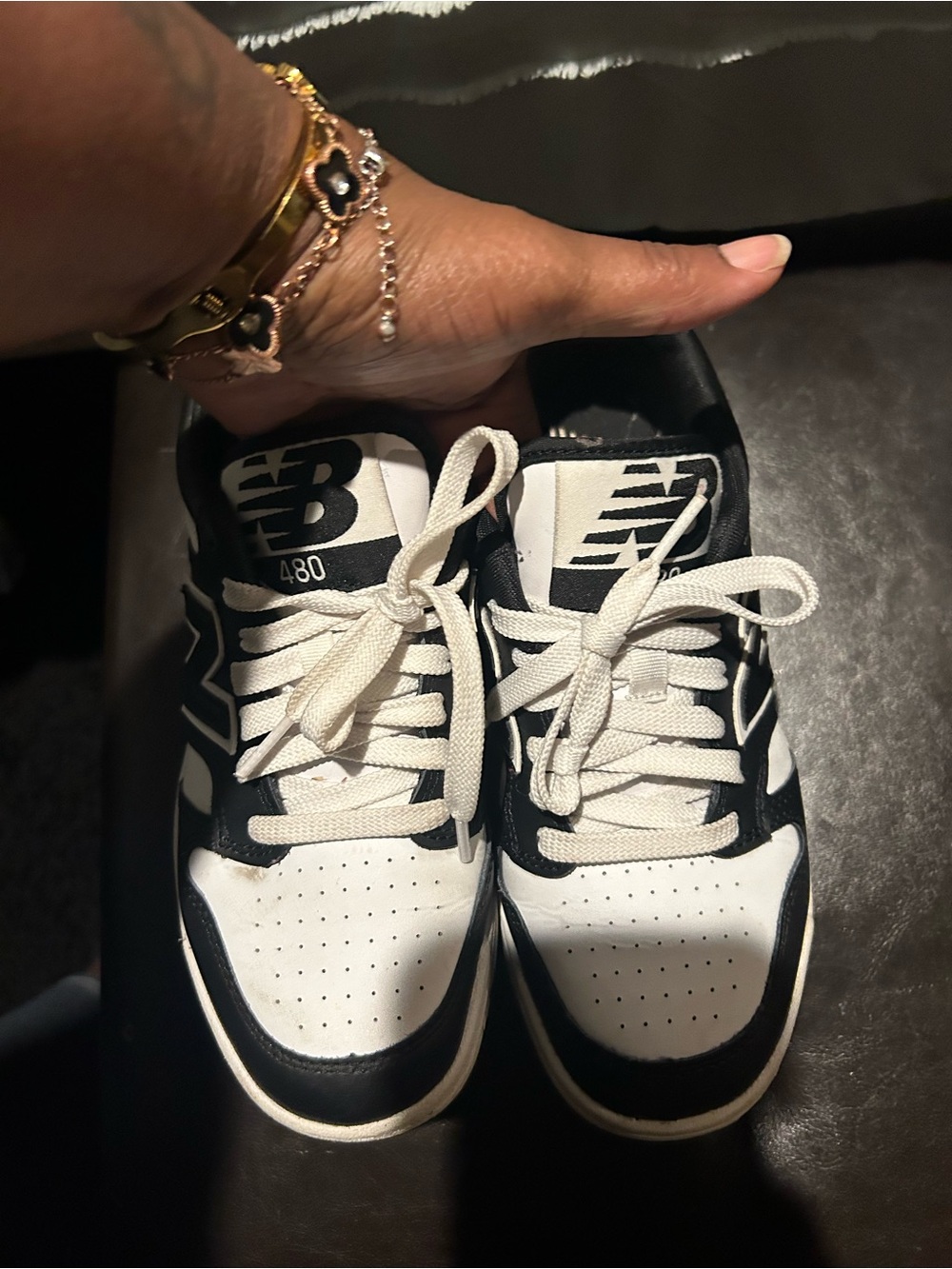 New Balance Women’s 480 Black and White Low-Top Athletic Sneakers